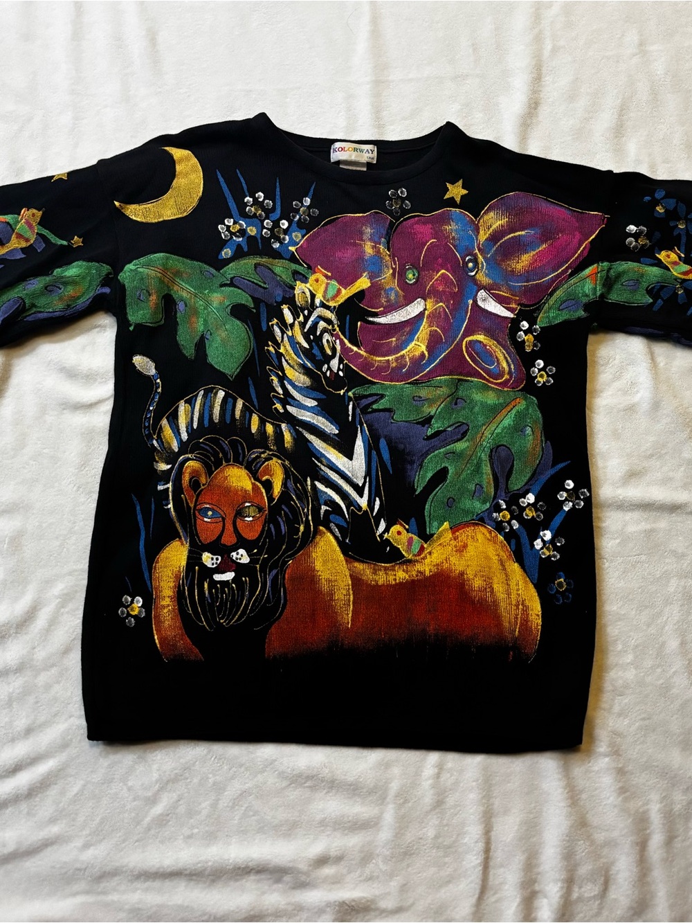 Vintage hand painted KOLORWAY USA Jungle sweater size 2